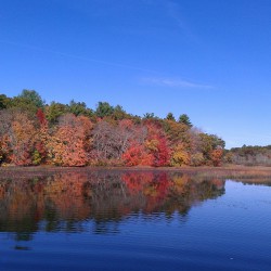 Beautiful fall scenery on a local lake in RI